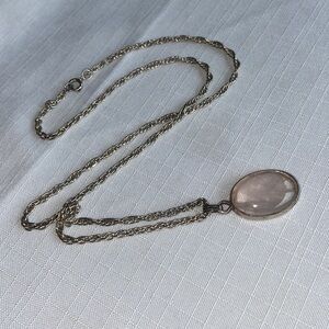 Rose quartz silver necklace